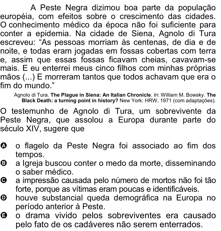 Questão 47 no caderno Amarela do ENEM 2008