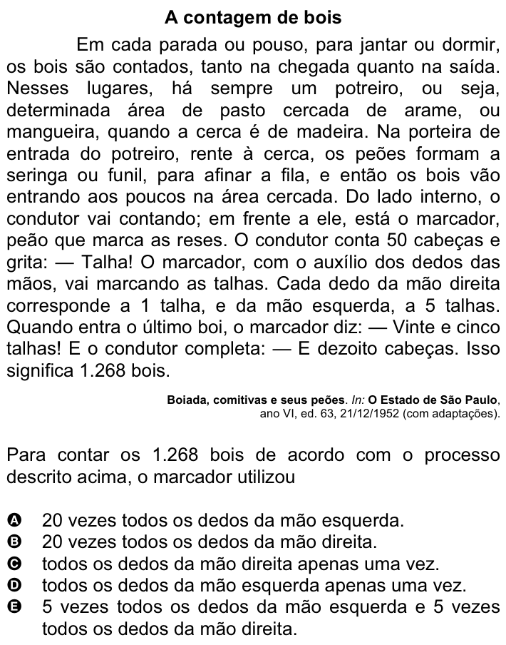 Questão 55 no caderno Amarela do ENEM 2008