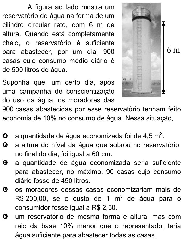 Questão 56 no caderno Amarela do ENEM 2008