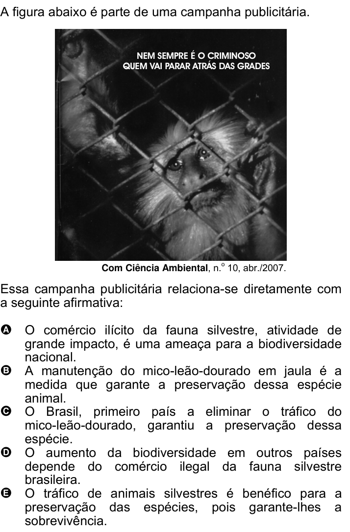 Questão 6 no caderno Amarela do ENEM 2007