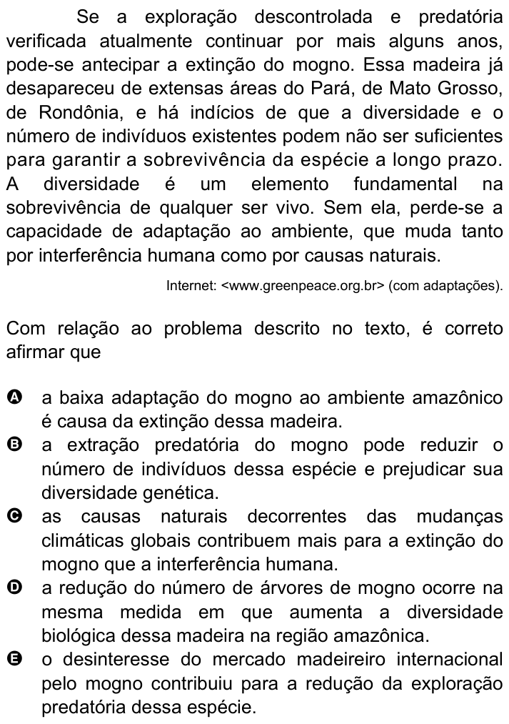 Questão 9 no caderno Amarela do ENEM 2007