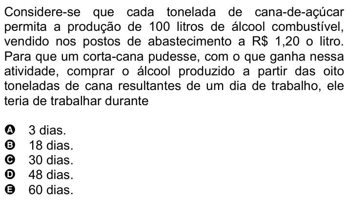 Questão 11 no caderno Amarela do ENEM 2007