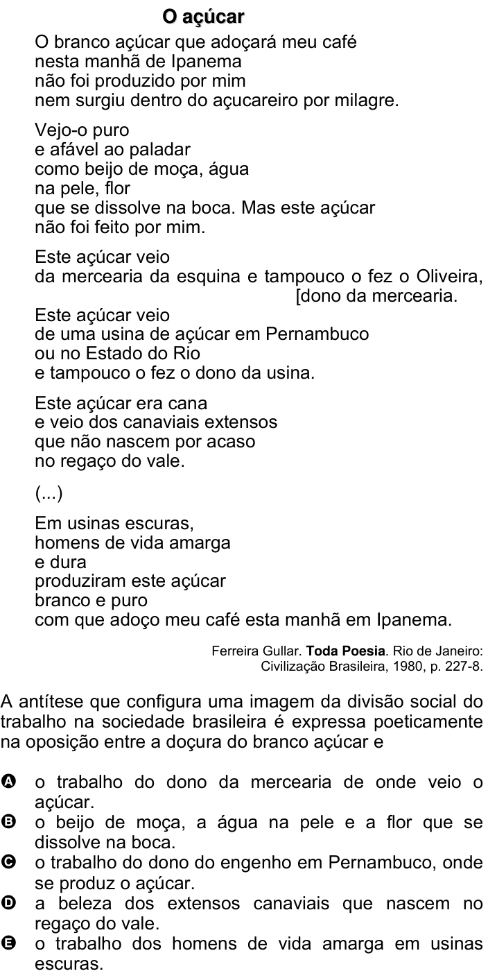 Questão 14 no caderno Amarela do ENEM 2007