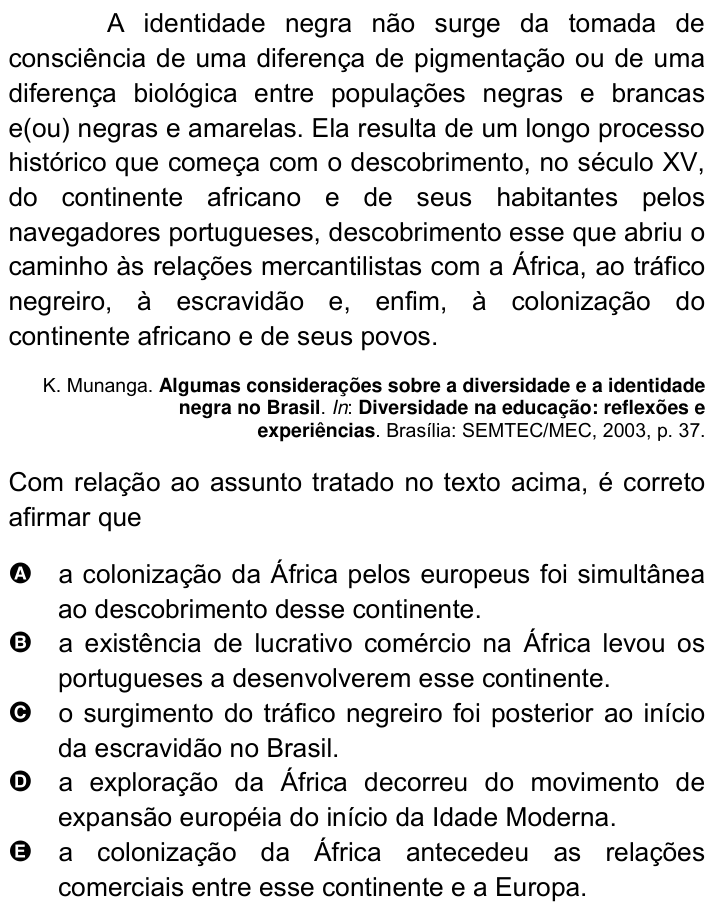Questão 16 no caderno Amarela do ENEM 2007