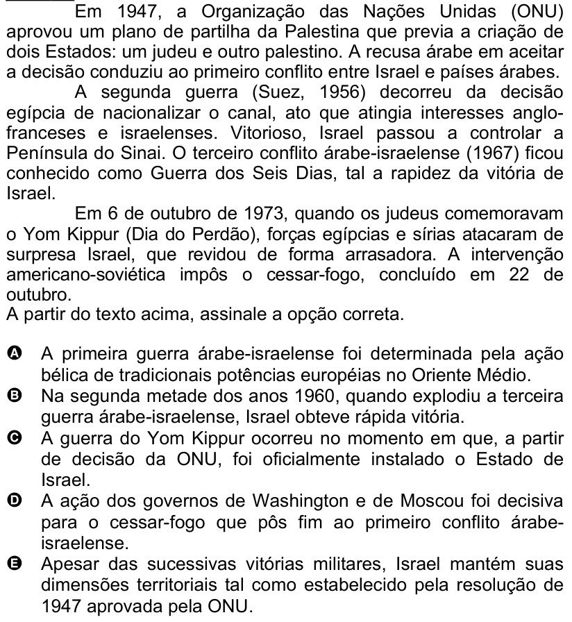 Questão 22 no caderno Amarela do ENEM 2007