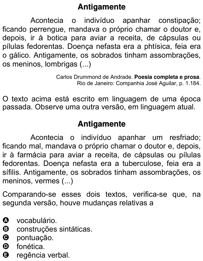 Questão 26 no caderno Amarela do ENEM 2007