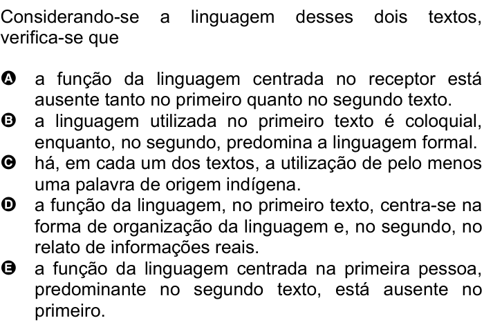 Questão 28 no caderno Amarela do ENEM 2007