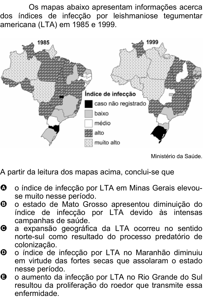 Questão 31 no caderno Amarela do ENEM 2007