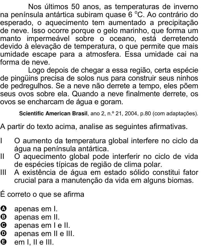 Questão 40 no caderno Amarela do ENEM 2007