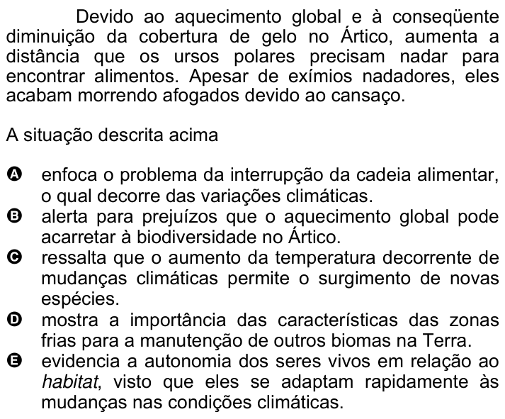 Questão 41 no caderno Amarela do ENEM 2007