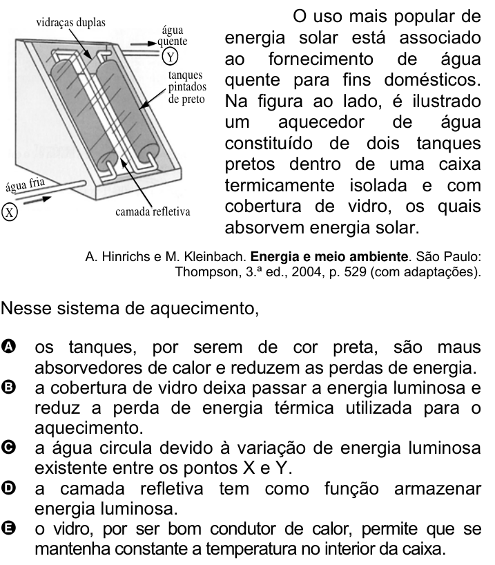 Questão 43 no caderno Amarela do ENEM 2007