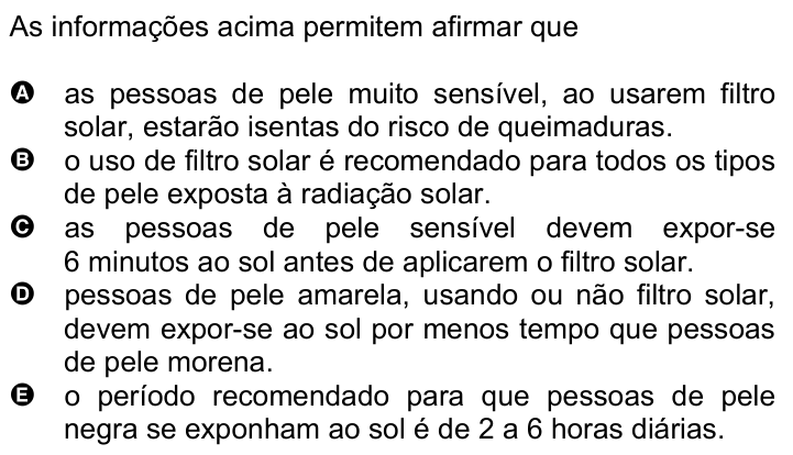 Questão 45 no caderno Amarela do ENEM 2007