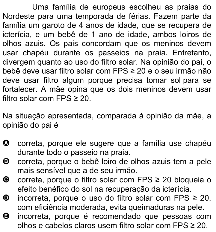 Questão 46 no caderno Amarela do ENEM 2007