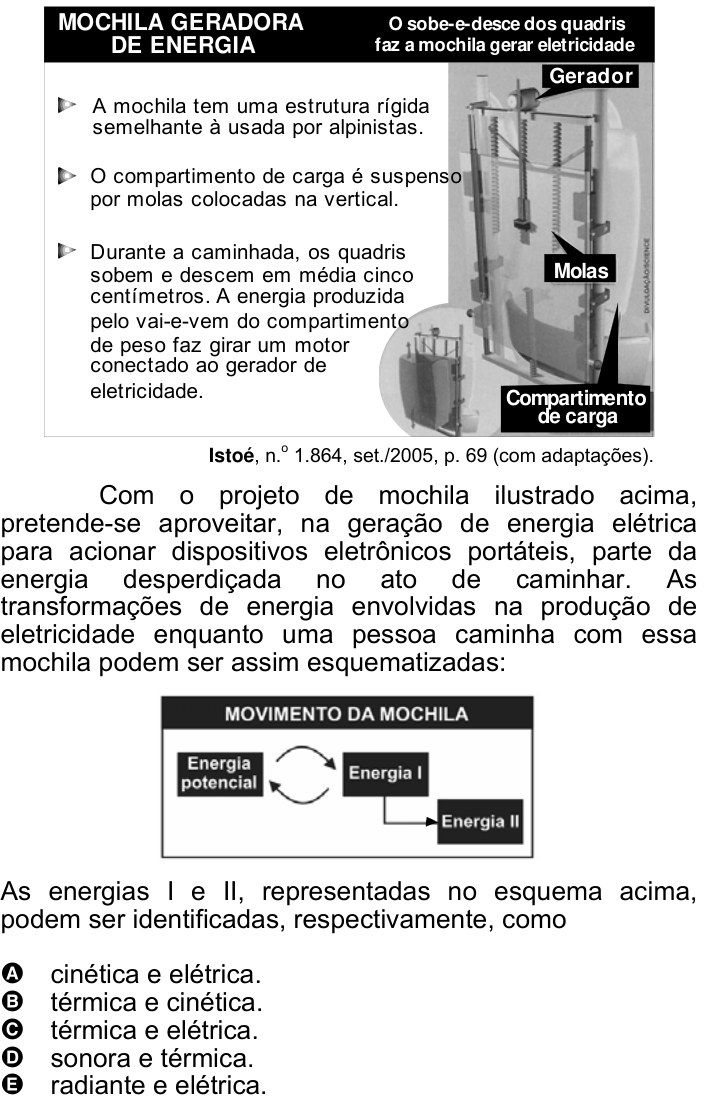Questão 57 no caderno Amarela do ENEM 2007