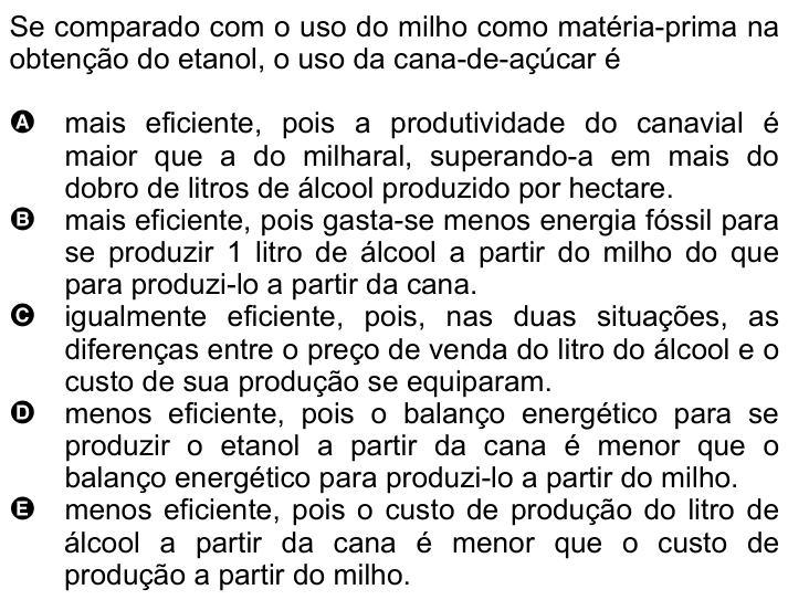 Questão 58 no caderno Amarela do ENEM 2007