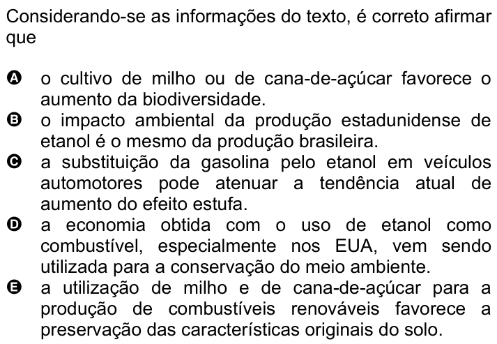 Questão 59 no caderno Amarela do ENEM 2007