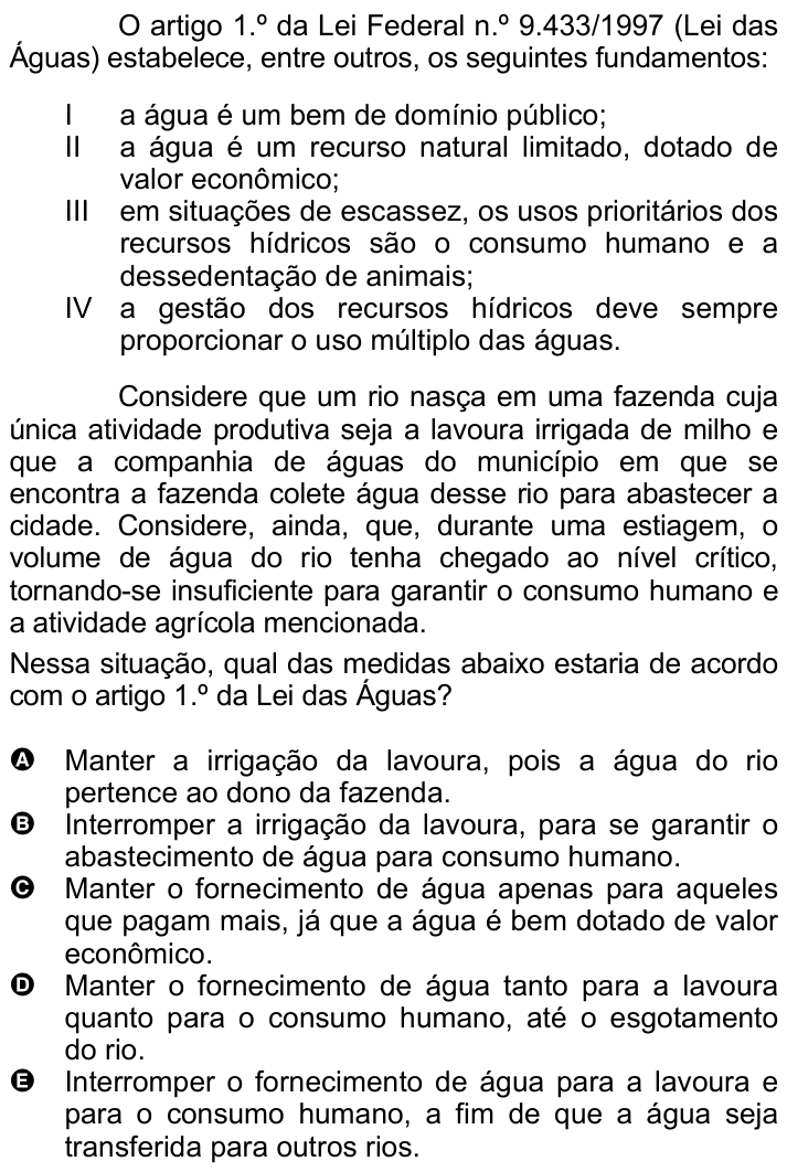 Questão 63 no caderno Amarela do ENEM 2007