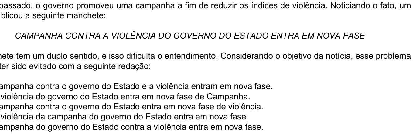Questão 1 no caderno Amarela do ENEM 2003