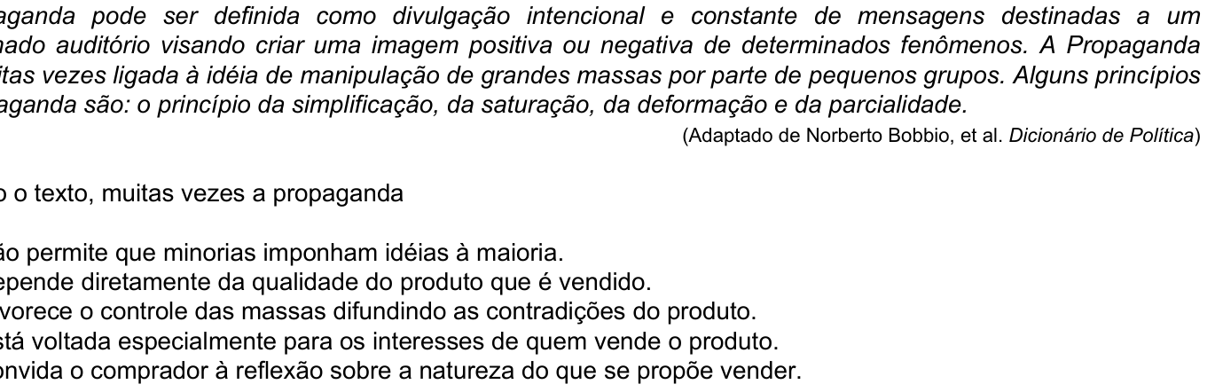 Questão 2 no caderno Amarela do ENEM 2003