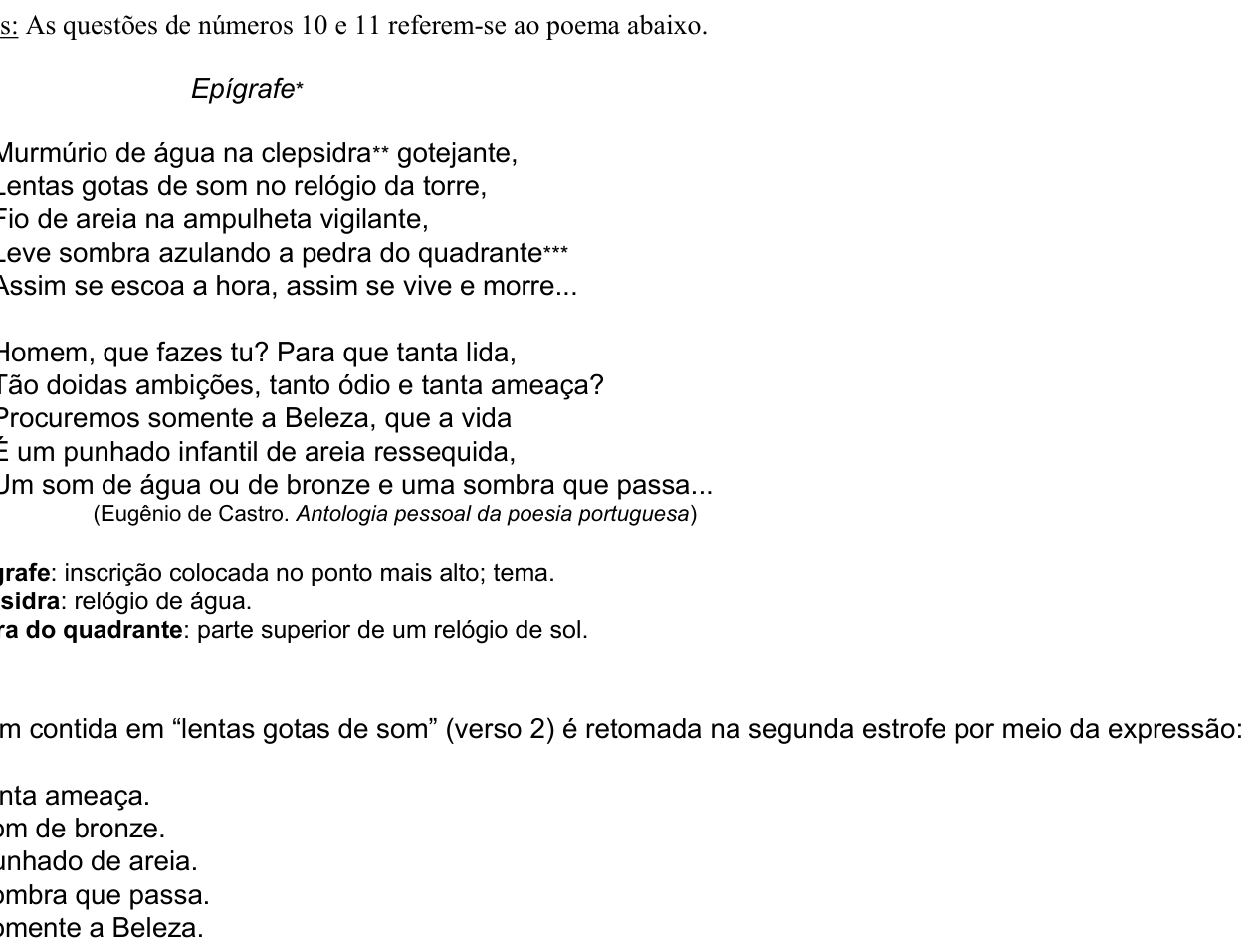 Questão 10 no caderno Amarela do ENEM 2003