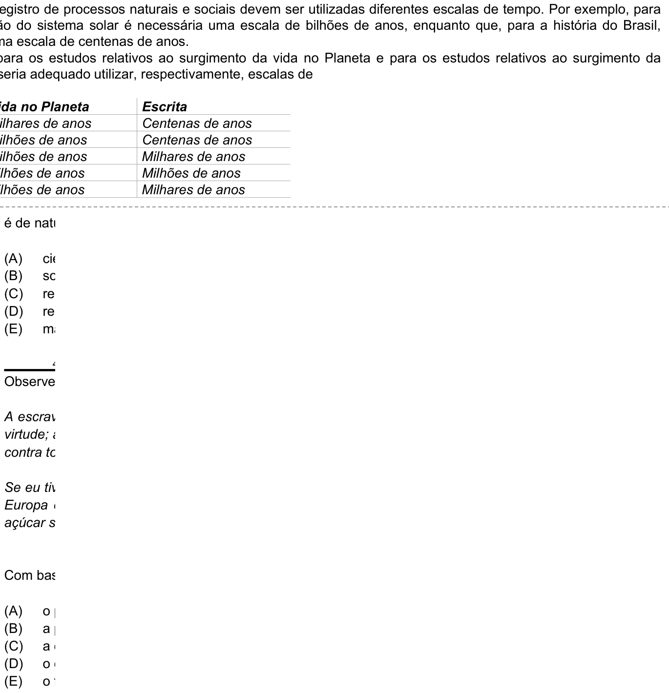 Questão 46 no caderno Amarela do ENEM 2003