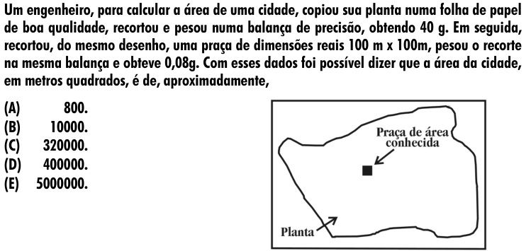Questão 2 no caderno Amarela do ENEM 2001