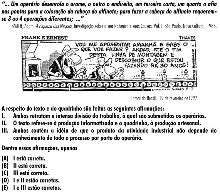 Questão 4 no caderno Amarela do ENEM 2001