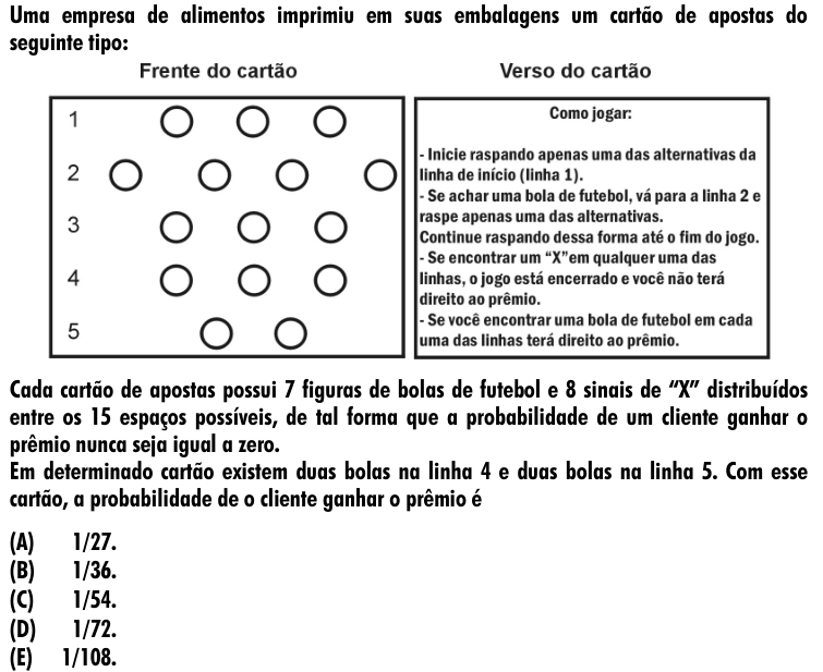 Questão 5 no caderno Amarela do ENEM 2001