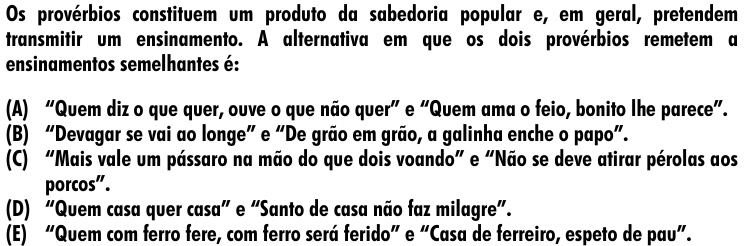 Questão 8 no caderno Amarela do ENEM 2001
