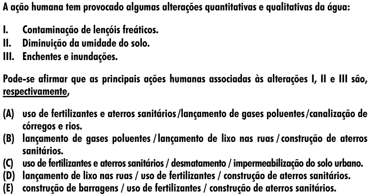 Questão 10 no caderno Amarela do ENEM 2001