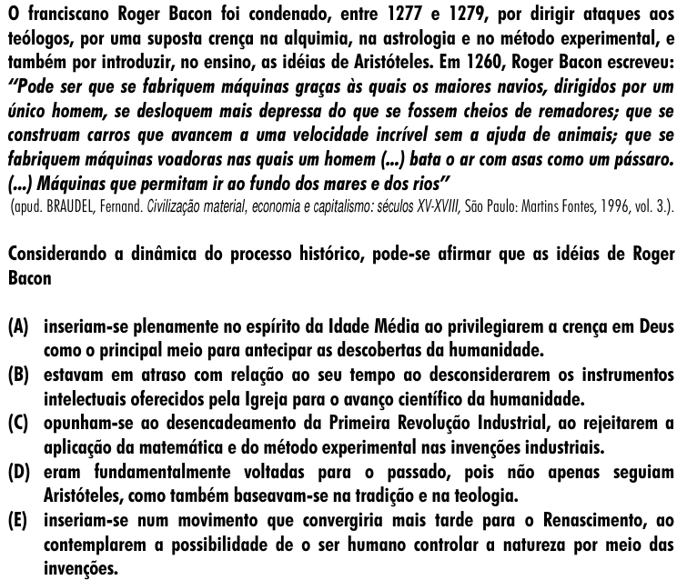 Questão 18 no caderno Amarela do ENEM 2001