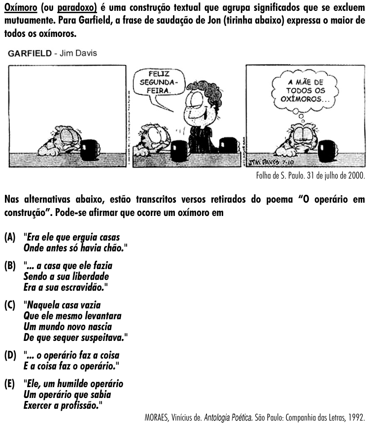 Questão 20 no caderno Amarela do ENEM 2001