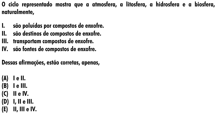 Questão 22 no caderno Amarela do ENEM 2001