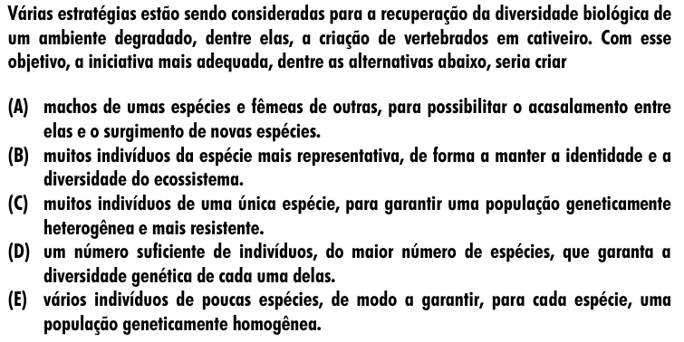 Questão 26 no caderno Amarela do ENEM 2001