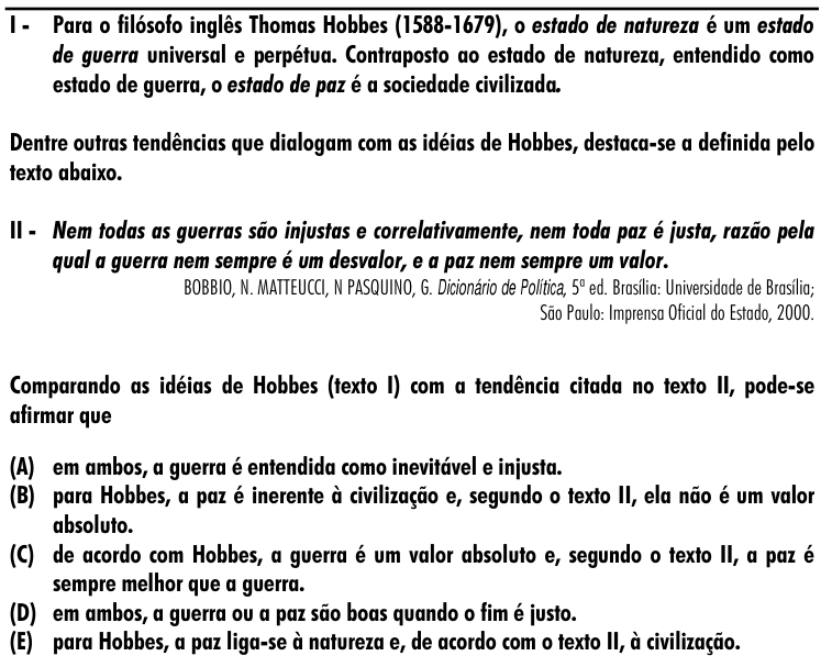 Questão 30 no caderno Amarela do ENEM 2001
