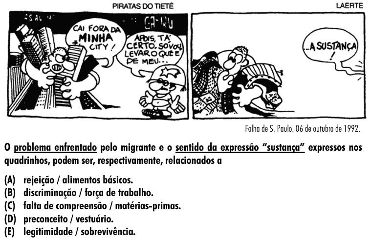 Questão 38 no caderno Amarela do ENEM 2001