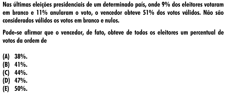 Questão 40 no caderno Amarela do ENEM 2001