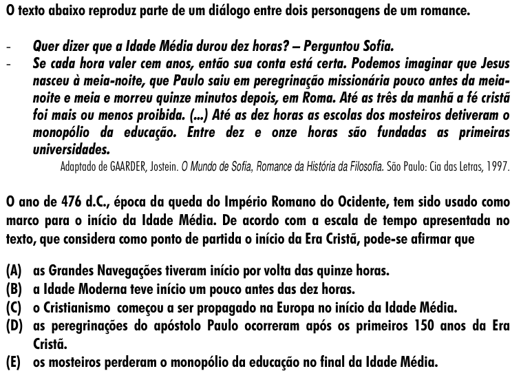 Questão 45 no caderno Amarela do ENEM 2001