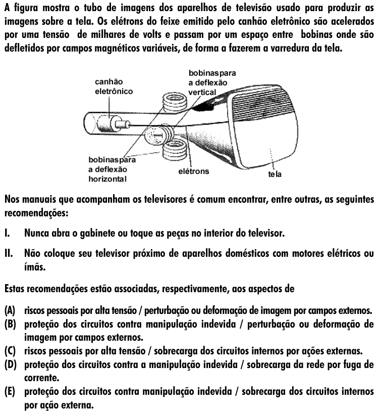 Questão 51 no caderno Amarela do ENEM 2001