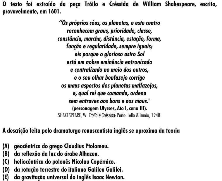 Questão 57 no caderno Amarela do ENEM 2001