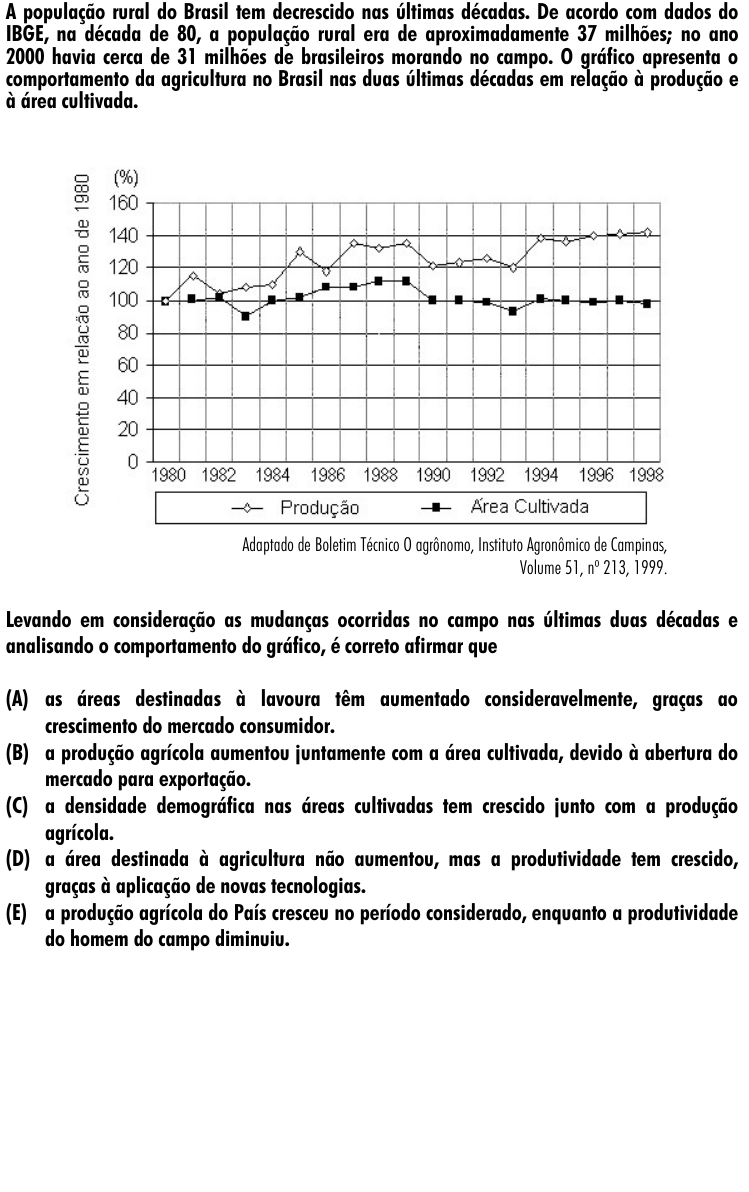 Questão 61 no caderno Amarela do ENEM 2001