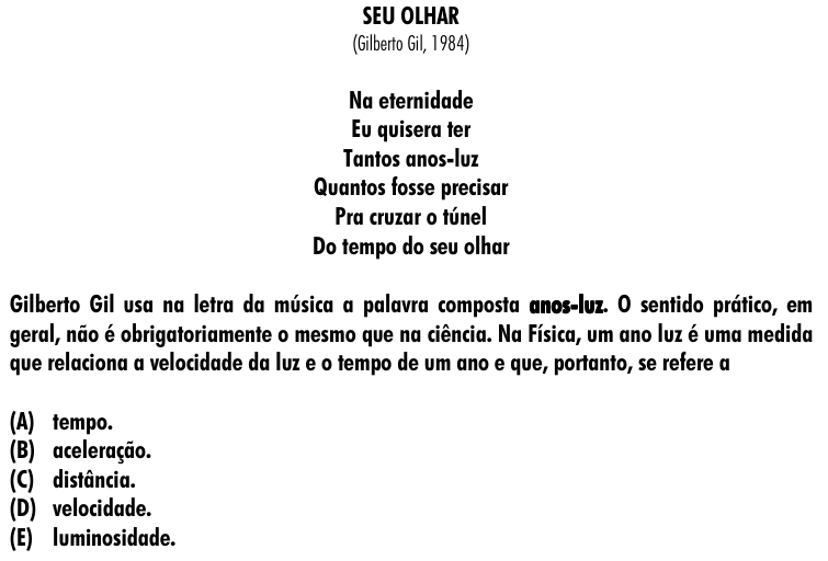 Questão 63 no caderno Amarela do ENEM 2001