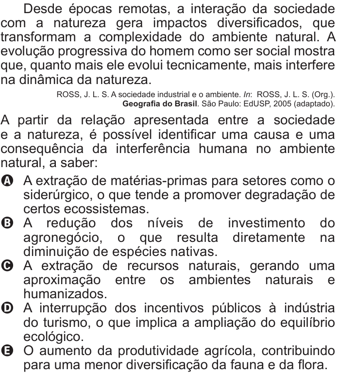Questão 1 no caderno Branco do ENEM PPL 2011