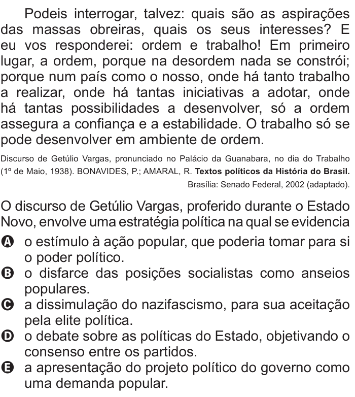 Questão 5 no caderno Branco do ENEM PPL 2011