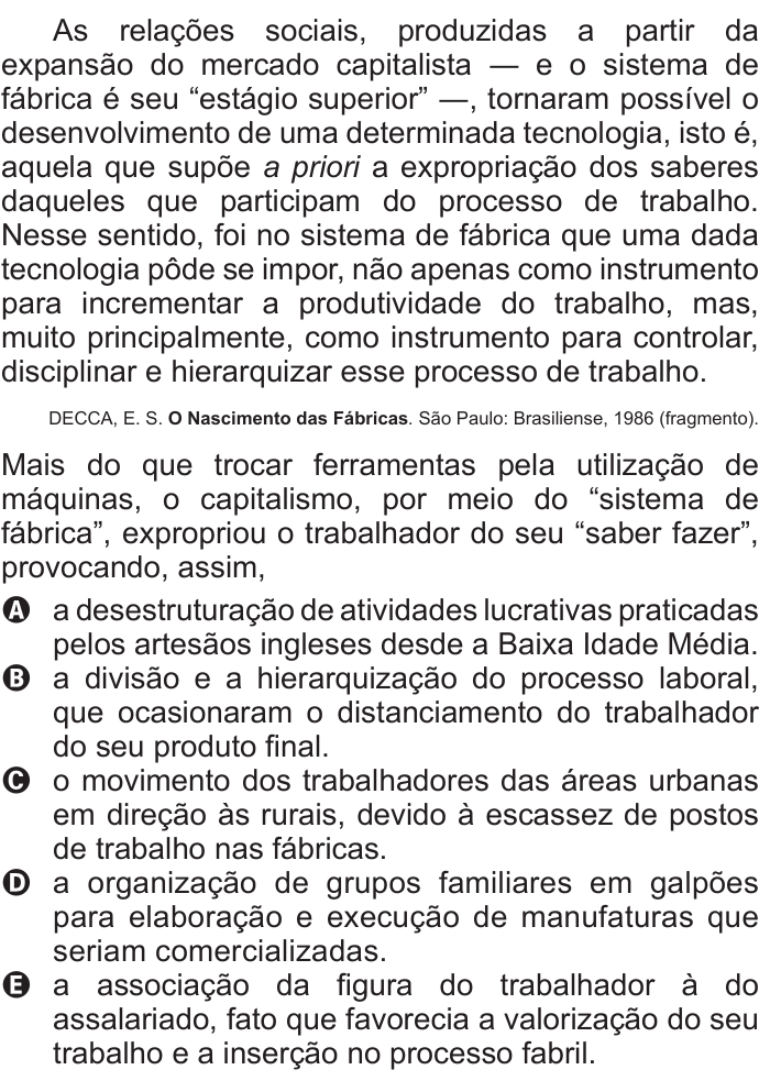 Questão 6 no caderno Branco do ENEM PPL 2011