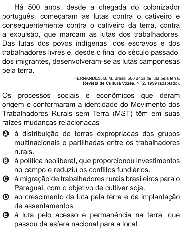 Questão 8 no caderno Branco do ENEM PPL 2011