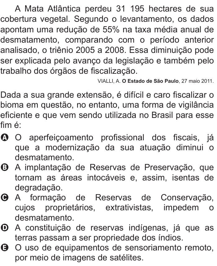 Questão 10 no caderno Branco do ENEM PPL 2011