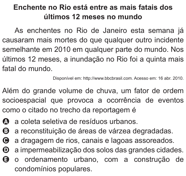 Questão 11 no caderno Branco do ENEM PPL 2011