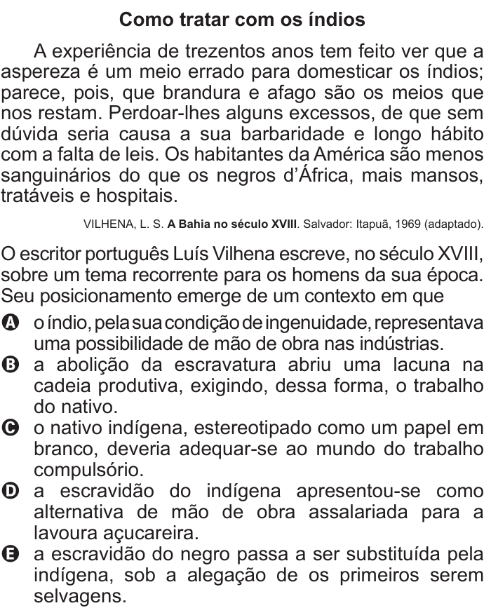 Questão 14 no caderno Branco do ENEM PPL 2011