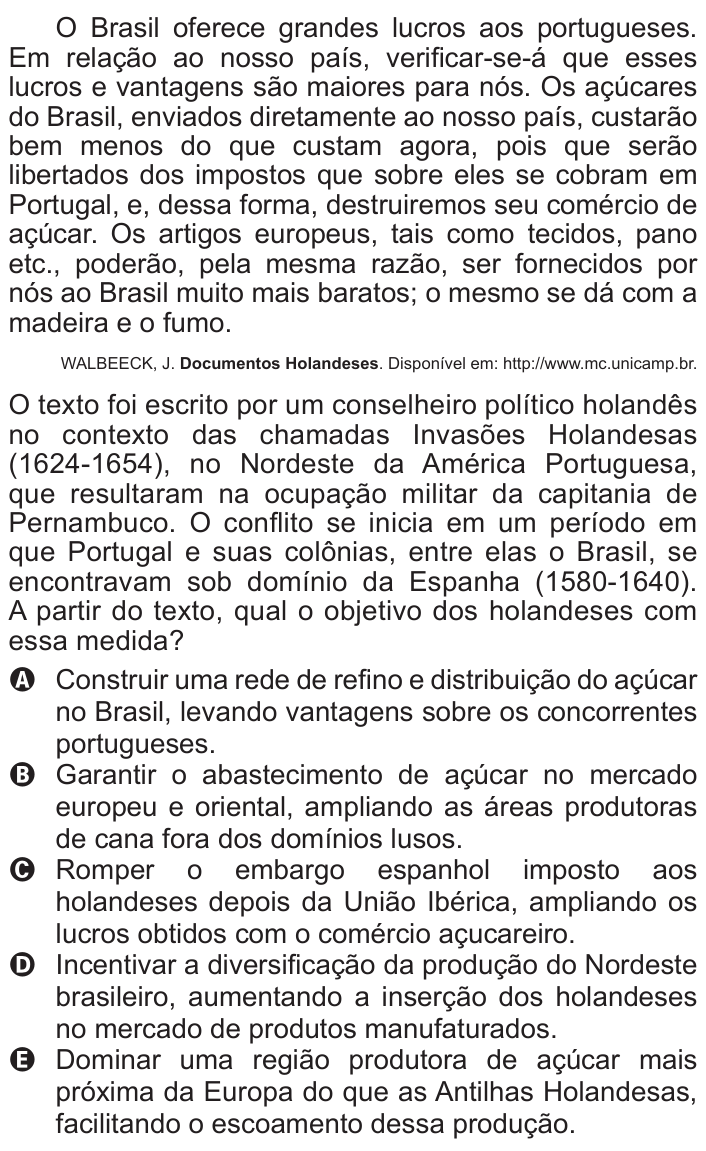 Questão 16 no caderno Branco do ENEM PPL 2011